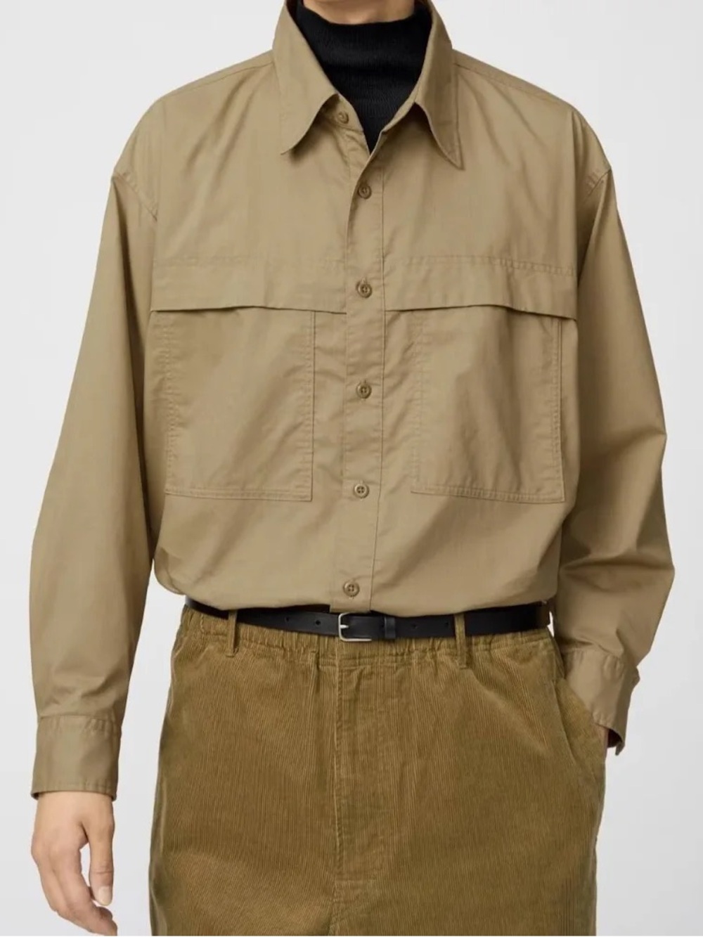 Uniqlo NWT Men’s Utility Oversized Long Sleeve Button Up Shirt L Khaki Gorpcore